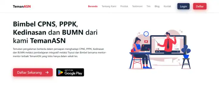 TemanASN - Platfrom untuk Bimbel CPNS, PPPK, Kedinasan dan BUMN - CODELEKTIV