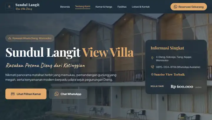 Dieng Mountain Villa Website | Sundul Langit View - CODELEKTIV