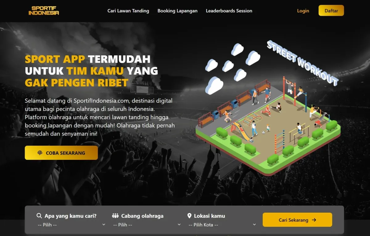 Sportif Indonesia - Platform untuk Cari Lawan Tanding, Mabar (Main Bareng), dan Booking Lapangan - CODELEKTIV